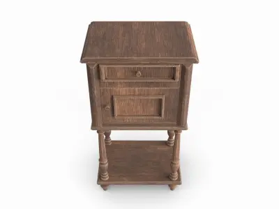 Nightstand old wooden cabinet 3D model