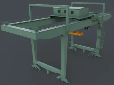 PBR Rail Mounted Gantry Crane RMG V1 - Green Light Low-poly 3D model