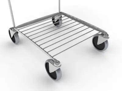 Chrome Mini Trolley with Shelf and Basket 3D model