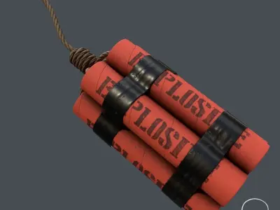 Realistic Lowpoly Dynamite Pbr grenade Low-poly 3D model