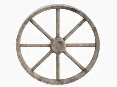 Western Wooden Wheel 01 3D model