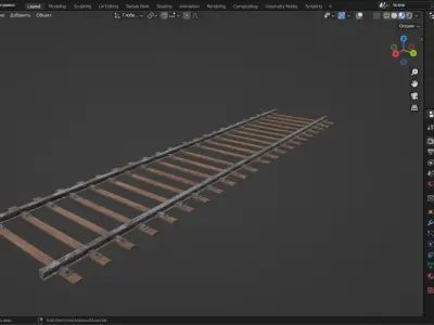 Railway track 3D Model  Low-poly 3D model