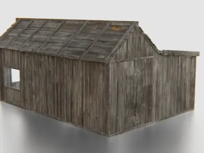 Old Wooden Medieval Building House 1 Low-poly 3D model