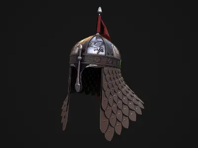 Medieval Helmet 4 3D Model Low-poly 3D model