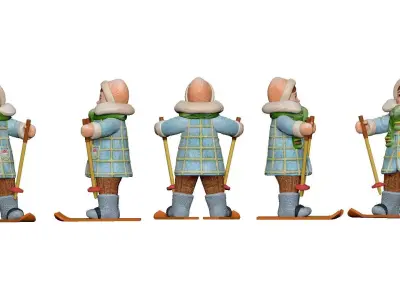 001332 kid in winter suit on the skies 3D model
