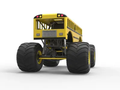 School bus Monster truck Scale 1 to 25 3D print model