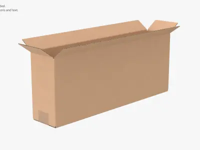 Cardboard Box 50x10x20 Half Open 3D model