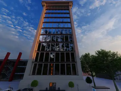 Highrise Building  Low-poly 3D model