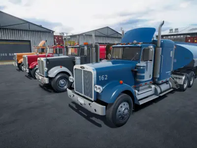 Vintage tanker semitruck unity asset Low-poly 3D model
