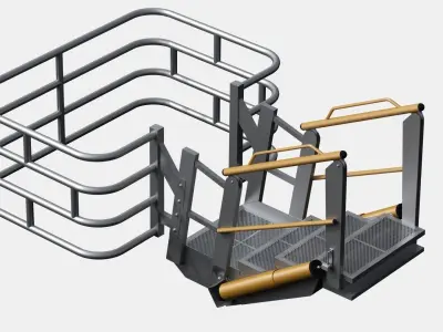 Gangway 3D Model ladder with two metal bars 3D model