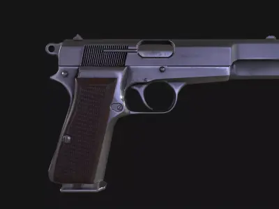 Browning Hi-Power Pistol Low-poly 3D model