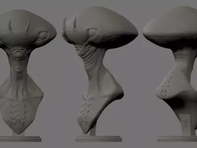 Free ALien Bust 3D STL Free 3D print model