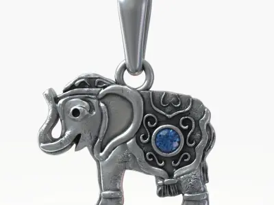 Elephant indian pendant brooch Free 3D print model