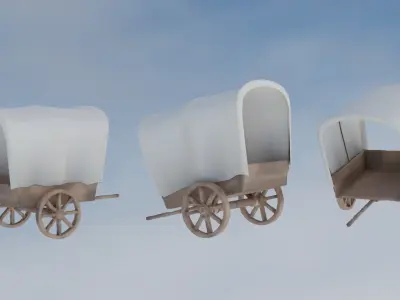 High Quality Sculpted Vertex Painted Wagon Chariot Cart Model Free 3D model