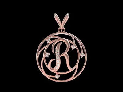 Alphabet R Diamond Pendant 3D print model