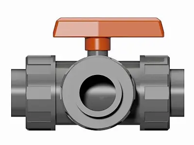 PVC Three-way Ball Valves - Socket Ends Free 3D model