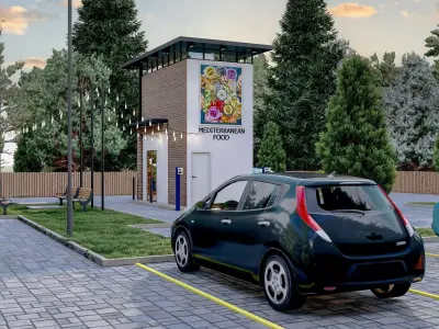Modern Industrial Drive-Thru Restaurant Kiosk 3D model