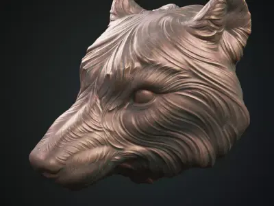 Wolf Head Doorhandle 2021 Part 02 3D print model 3D print model