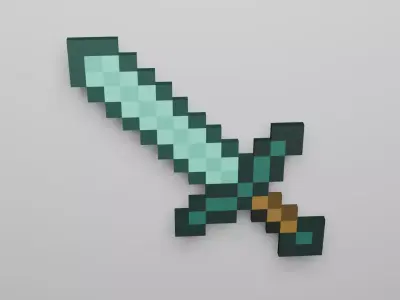 minecraft diamond sword 3d model   3D model