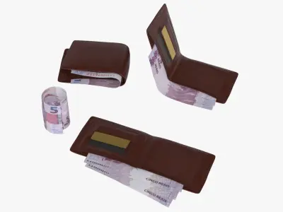 Brazil 5 Reais Wallet Money Purse 3D model