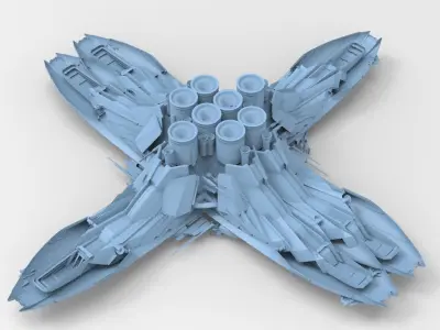 Floating cyber jets cells 3 3D model