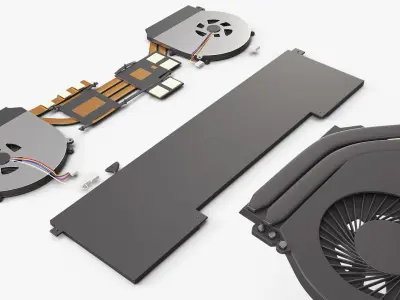 Laptop Cooling System with Battery Module Black 3D model