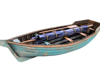 Old Boat Low-poly 3D model 3