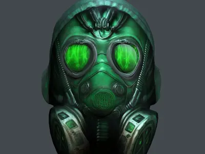 Gas mask helmet 3d model military combat fantasy cyborg Low-poly 3D model
