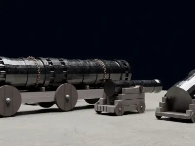 Monsterous V1 Cannon Pack Low-poly 3D model