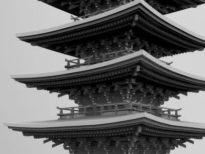 Japanese Buddhist Temple 3D model