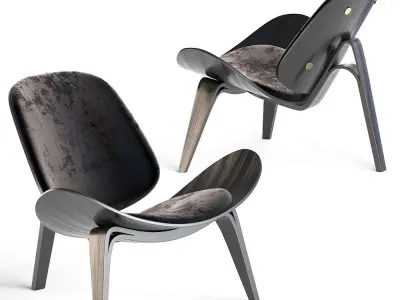 Carl Hansen CH07 Shell Chair Lounge Chair black 3D model