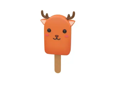 Cartoon Deer Ice Cream Cute Low-poly 3D model