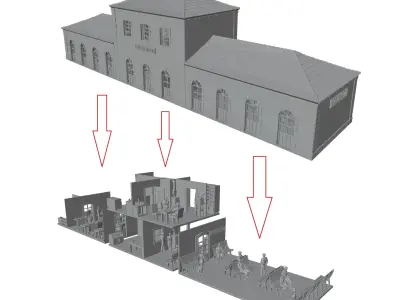 Spanish station building La Fregenada 1-120 resin 3D print model