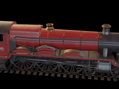 Locomotive GWR 4900 class 5972 Olton Hall Hogwarts Express Low-poly 3D model