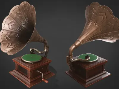 Gramophone old Low-poly 3D model purchase