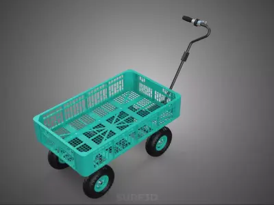 SMART BATTERY POWERED UTILITY HAND CART TROLLEY RACK CRATE TRAY 3D model