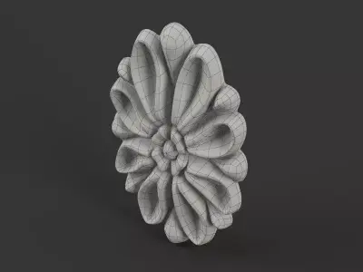 Carved Oval Floral Rosette for Classic Furniture 3D model