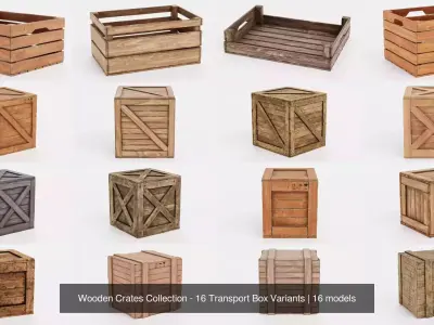 Wooden Crates Collection - 16 Transport Box Variants 3D Model Pack