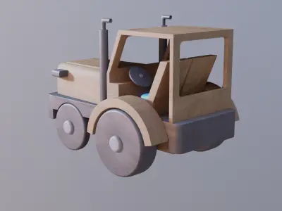 WOODEN TRACTOR TOY - RogueFilmProductions Low-poly 3D model