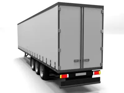 TRUCK TRAILER 1 LOWPOLY Low-poly 3D model
