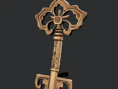 ornate antique key 3D model purchase