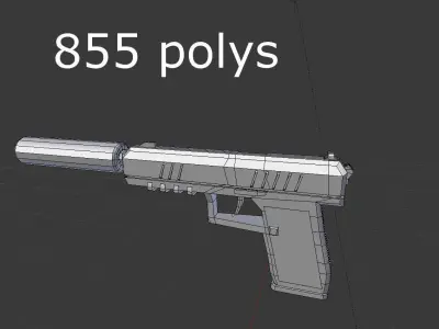 low poly no brand handgun 2 Low-poly 3D model