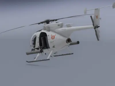Ah-6j- Helicopter  Low-poly 3D model
