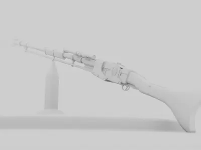Rifle weapon with wooden handle 3D model