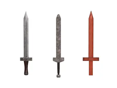 Sword three swords Low-poly 3D model