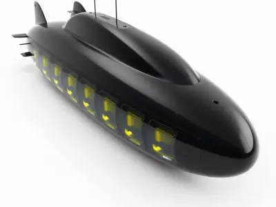 Black Submarine model pack Low-poly 3D model