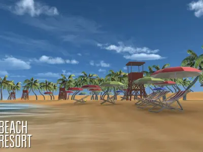 Beach - resort Low-poly 3D model