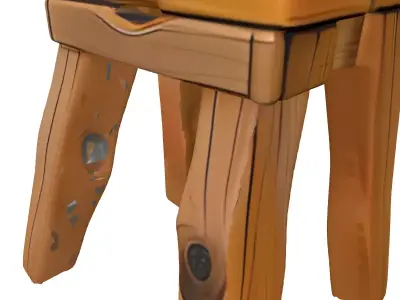Rustic Wooden Stool PBR Low-poly 3D model
