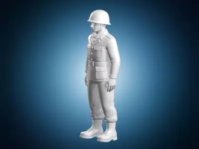 Soldier Military Figure with Helmet 3D Print Model 3D print model