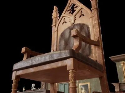 Old desk chair Low-poly 3D model